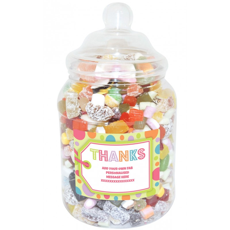 Personalised Thanks Large Sweet Jar