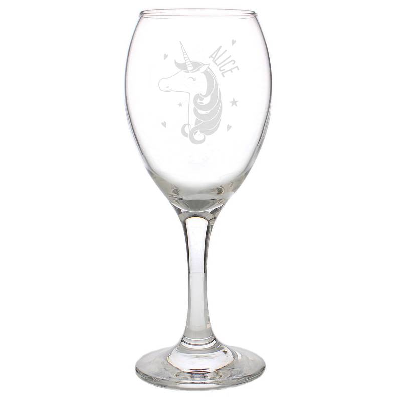 Personalised Unicorn Engraved Wine Glass