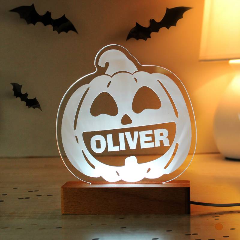 Personalised Pumpkin Wooden Based LED Light