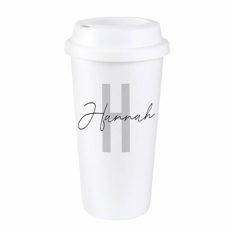 Personalised Initial & Name Double Walled Travel Mug