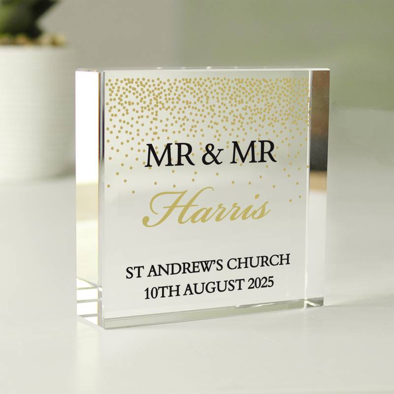 Personalised Gold Confetti Large Crystal Token